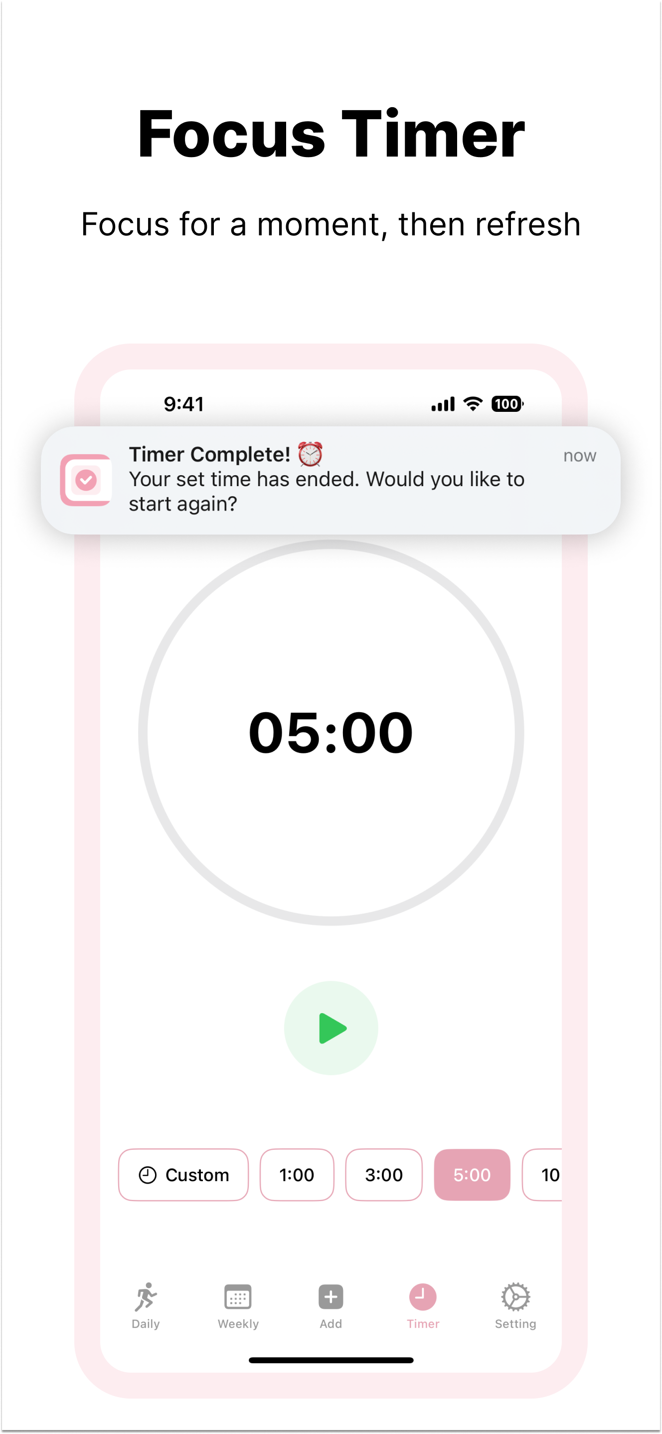 HabitLog timer view